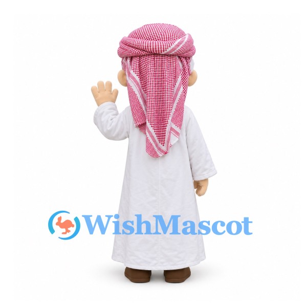 Boy Mascot Costume in White Robe and Pink Headscarf