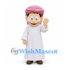 Boy Mascot Costume in White Robe and Pink Headscarf