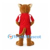 Cougar Mascot Costume in Brown with Red Sports Uniform