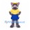 Boar Mascot Costume in Gray with Yellow Shirt and Blue Skirt