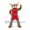 Deer Mascot Costume in Brown with Red Basketball Uniform