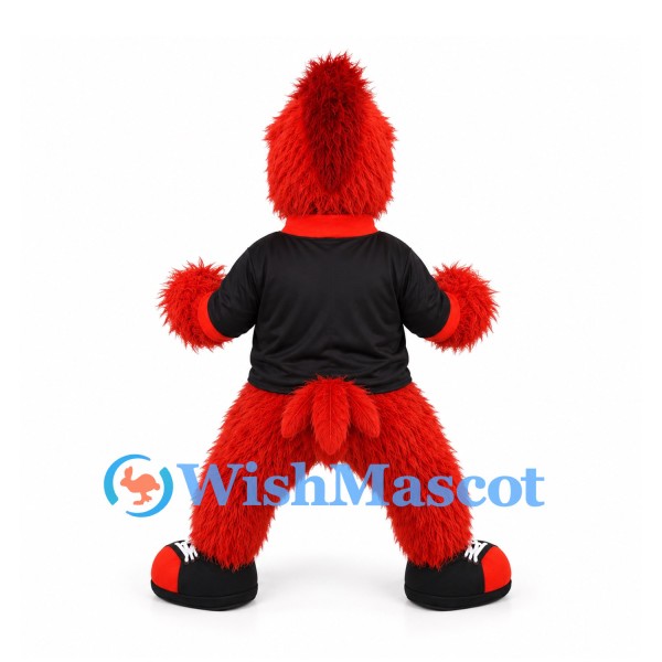 Bird Mascot Costume in Red with Black Shirt