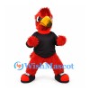Bird Mascot Costume in Red with Black Shirt