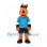 Monster Mascot Costume in Orange with Blue Shirt and Black Hat