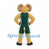 Ram Mascot Costume in Tan with Green Sports Uniform