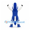 Horse Mascot Costume in White with Blue Mane and Sports Uniform
