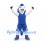 Horse Mascot Costume in White with Blue Mane and Sports Uniform