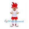 Boy Mascot Costume with Red Spiked Hair White Shirt and Red Shorts