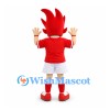 Boy Mascot Costume with Red Spiked Hair Red Shirt and White Shorts