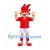 Boy Mascot Costume with Red Spiked Hair Red Shirt and White Shorts
