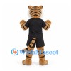 Tiger Mascot Costume in Tan with Black Sports Uniform