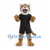 Tiger Mascot Costume in Tan with Black Sports Uniform