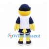 Masked Character Mascot Costume in Yellow with Navy Baseball Cap and Uniform