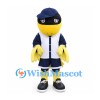Masked Character Mascot Costume in Yellow with Navy Baseball Cap and Uniform