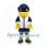 Masked Character Mascot Costume in Yellow with Navy Baseball Cap and Uniform