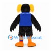 Bird Mascot Costume in Black and Orange with Blue Vest