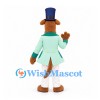 Dog Mascot Costume in Mint Jacket with Navy Top Hat and Mustache