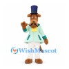Dog Mascot Costume in Mint Jacket with Navy Top Hat and Mustache