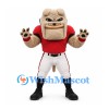 Bulldog Mascot Costume in Tan with Red Baseball Jersey and White Trousers