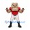 Bulldog Mascot Costume in Tan with Red Baseball Jersey and White Trousers