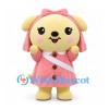 Dog Mascot Costume in Pink Coat and Bow with Crossbody Bag
