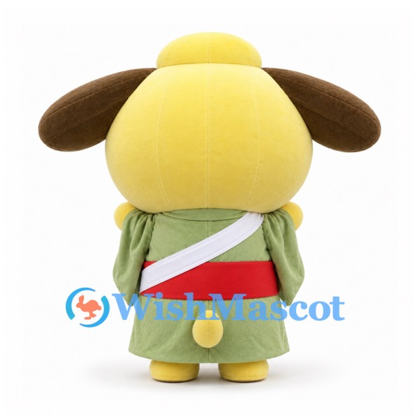Dog Mascot Costume in Green Coat with White Crossbody Strap