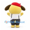 Dog Mascot Costume in White Shirt with Red Beret and Bow Tie