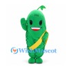 Cucumber Mascot Costume in Green with Yellow Sash