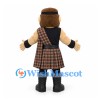 Highlander Mascot Costume with Brown Beard and Tartan Kilt