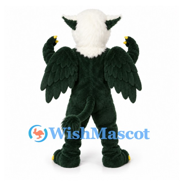 Eagle Mascot Costume in Dark Green and White with Large Claws