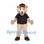Bear Mascot Costume in Cream with Black Polo Shirt and Beige Trousers