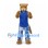 Cougar Mascot Costume in Tan with Blue Jersey and Patchwork Trousers