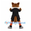 Fox Mascot Costume in Black Tailcoat with Orange Bow Tie