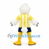Eagle Mascot Costume in White with Yellow Striped Shirt and Navy Shorts