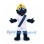 Monster Mascot Costume in Navy with Yellow Hair and White Sports Uniform
