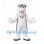 Furry Character Mascot Costume in White with Tall Cylindrical Head and Sports Uniform
