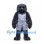 Gorilla Mascot Costume in Dark Gray with Silver Sports Uniform