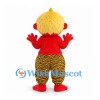 Monster Mascot Costume in Red with Yellow Hair and Tiger Stripe Trousers