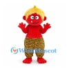 Monster Mascot Costume in Red with Yellow Hair and Tiger Stripe Trousers