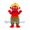 Monster Mascot Costume in Red with Yellow Hair and Tiger Stripe Trousers