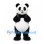 Panda Mascot Costume in Black and White with Green Backpack