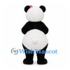 Panda Mascot Costume in Black and White with Red Flower