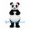 Panda Mascot Costume in Black and White with Red Flower