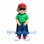 Boy Mascot Costume in Green Shirt with Red Cap and Black Cape