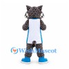 Snow Leopard Mascot Costume in Gray with White Sports Uniform