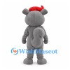 Mouse Mascot Costume in Gray with Cream Belly and Red Hair Tuft