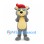 Mouse Mascot Costume in Gray with Cream Belly and Red Hair Tuft