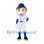 Baseball Character Mascot Costume with Blue Cap and White Uniform