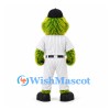 Monster Mascot Costume in Green with White Pinstriped Baseball Uniform