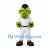 Monster Mascot Costume in Green with White Pinstriped Baseball Uniform